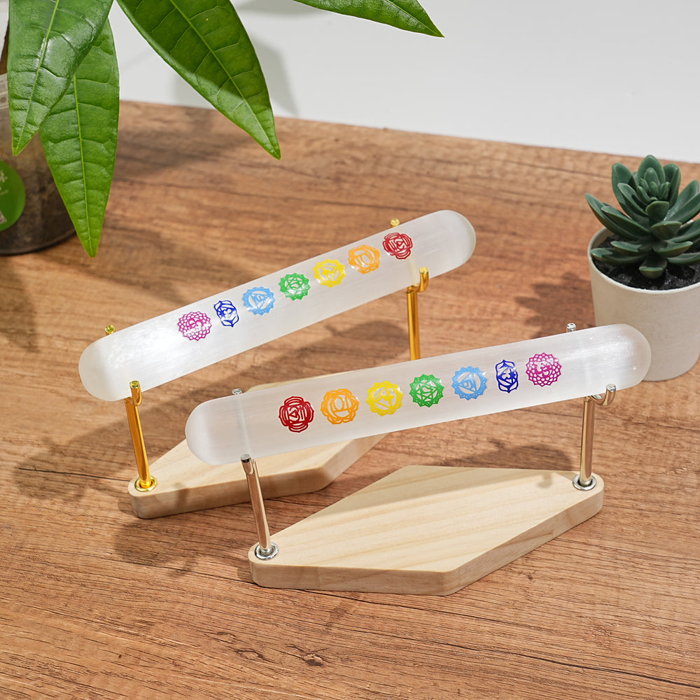 Natural Crystal Selenite Seven Chakra Bracelet Stick