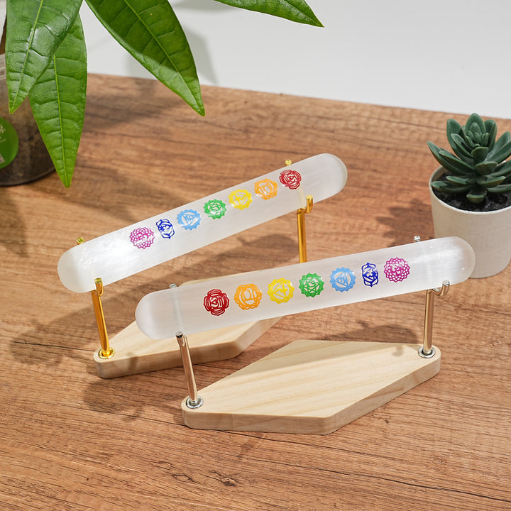 Natural Crystal Selenite Seven Chakra Bracelet Stick