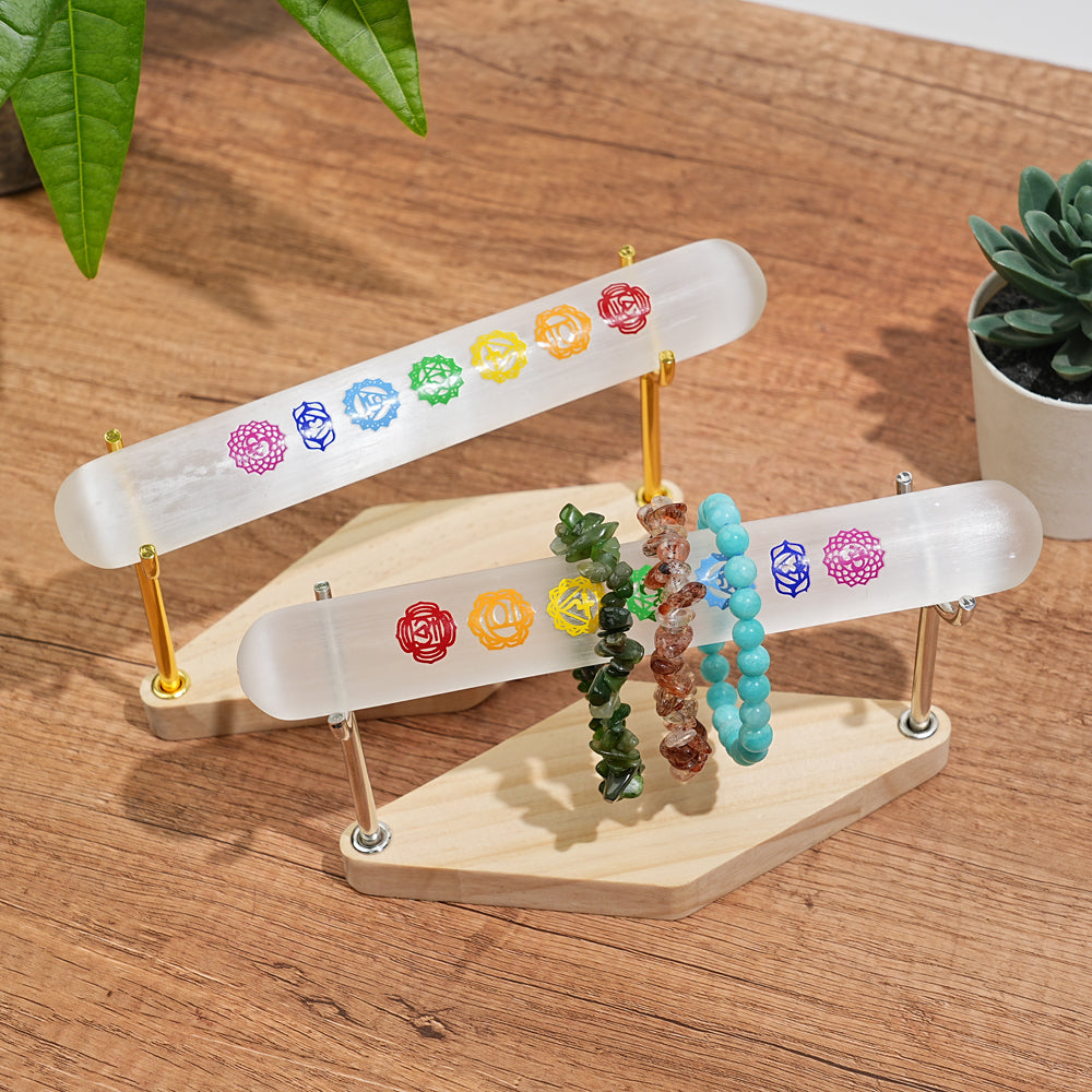 Natural Crystal Selenite Seven Chakra Bracelet Stick