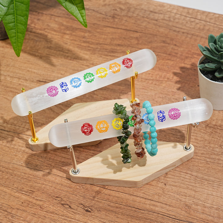 Natural Crystal Selenite Seven Chakra Bracelet Stick