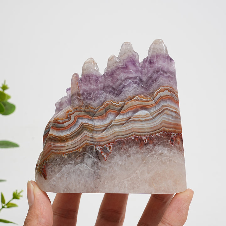 Unique,A Slightly Imperfect Natural Crystal Amethyst Agate Mountain Landscape
