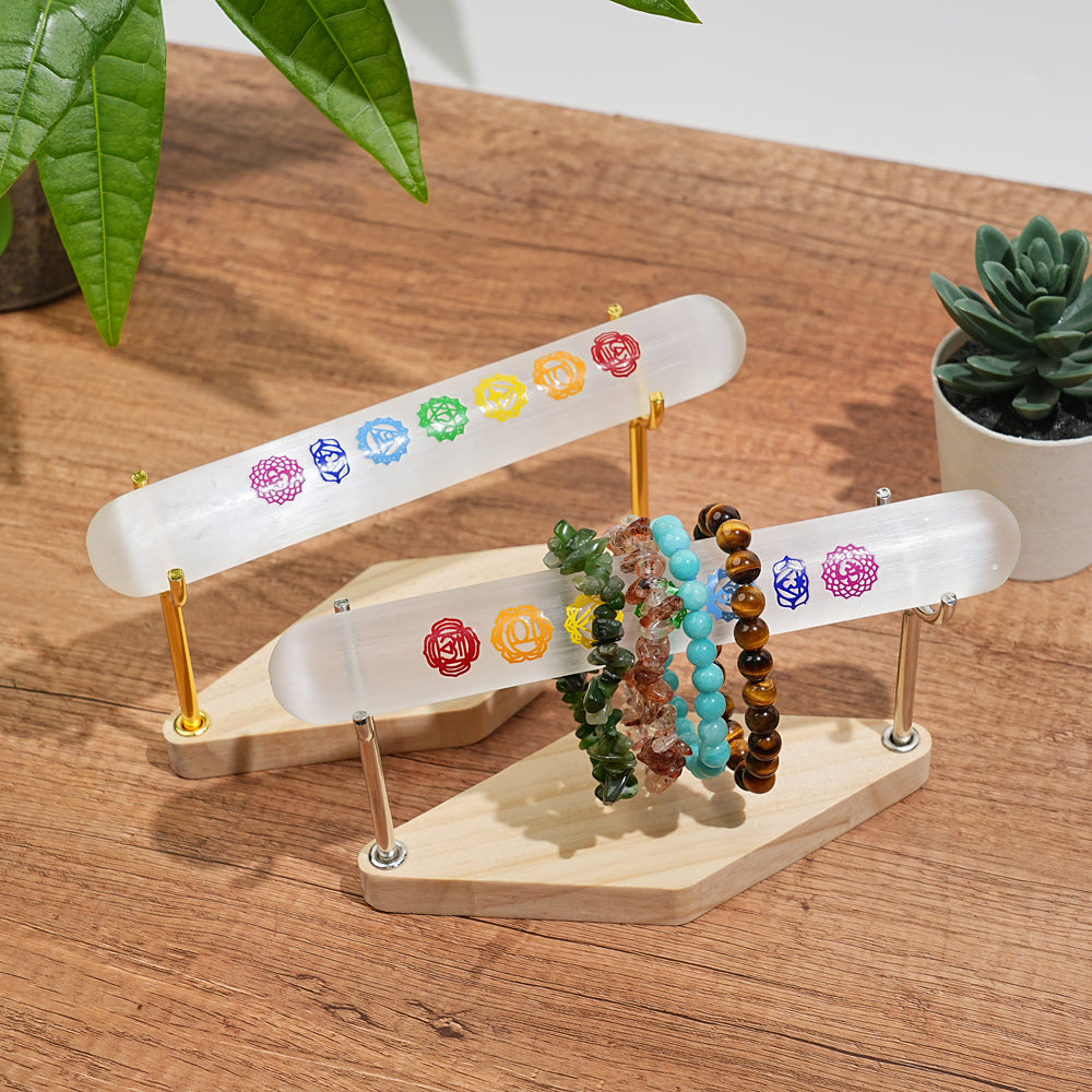 Natural Crystal Selenite Seven Chakra Bracelet Stick
