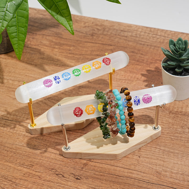 Natural Crystal Selenite Seven Chakra Bracelet Stick