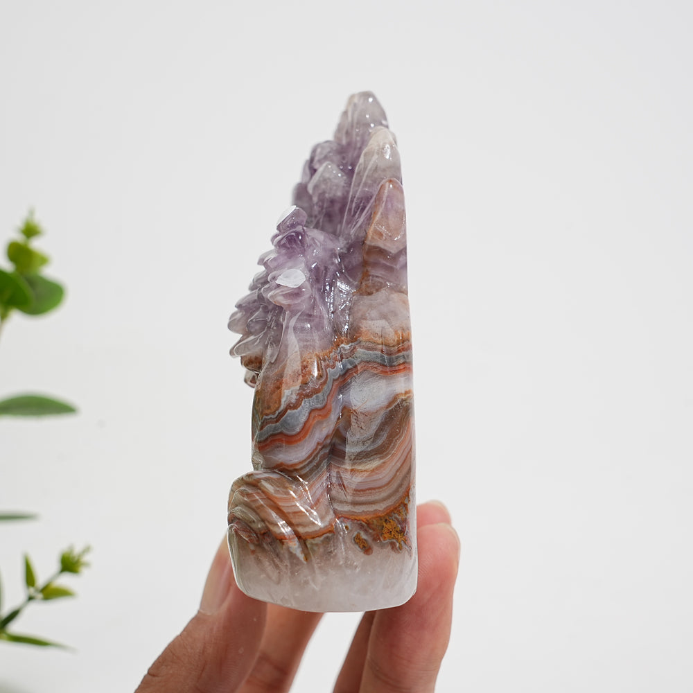 Unique,A Slightly Imperfect Natural Crystal Amethyst Agate Mountain Landscape