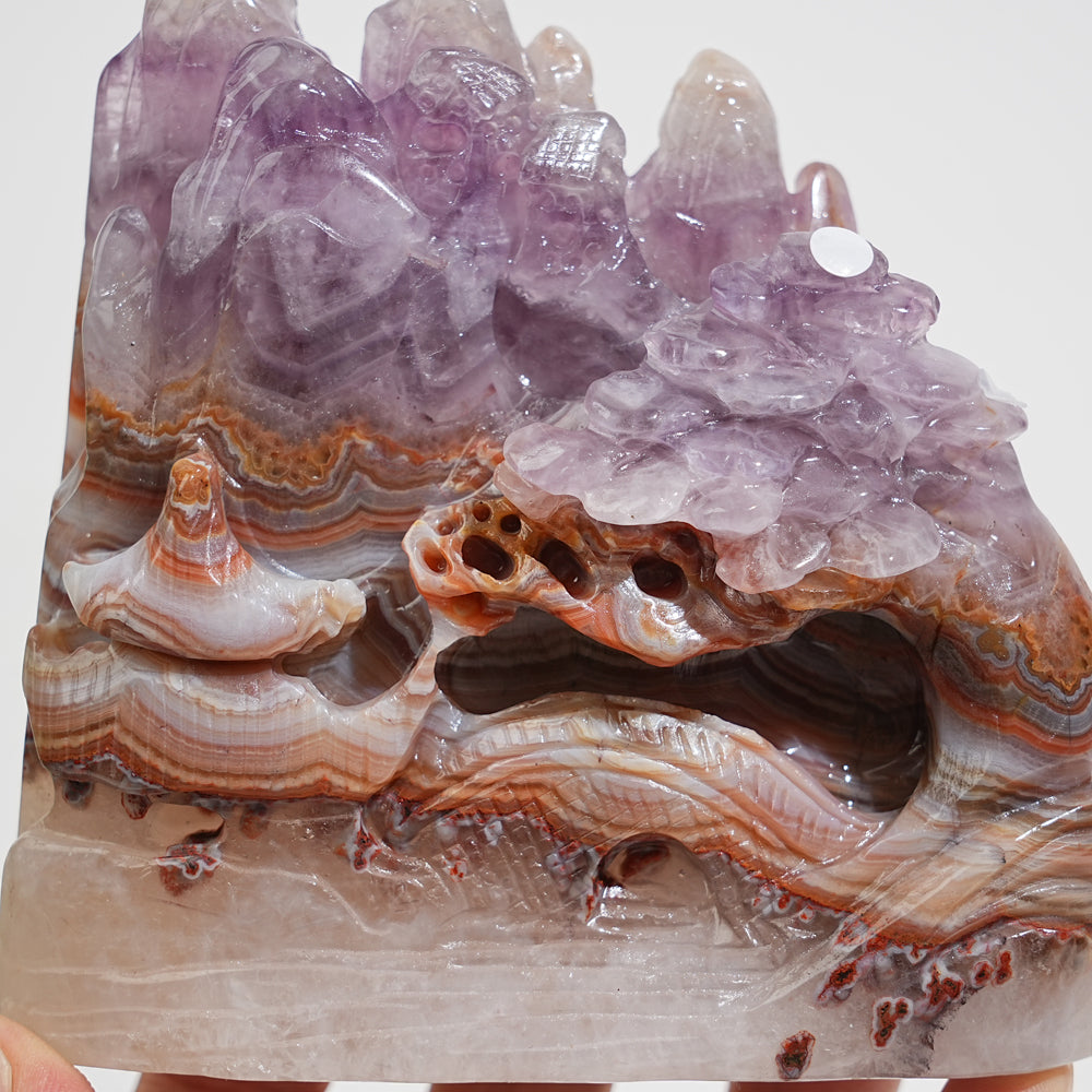 Unique,A Slightly Imperfect Natural Crystal Amethyst Agate Mountain Landscape