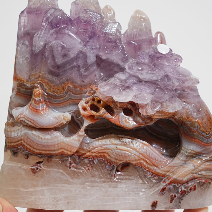 Unique,A Slightly Imperfect Natural Crystal Amethyst Agate Mountain Landscape