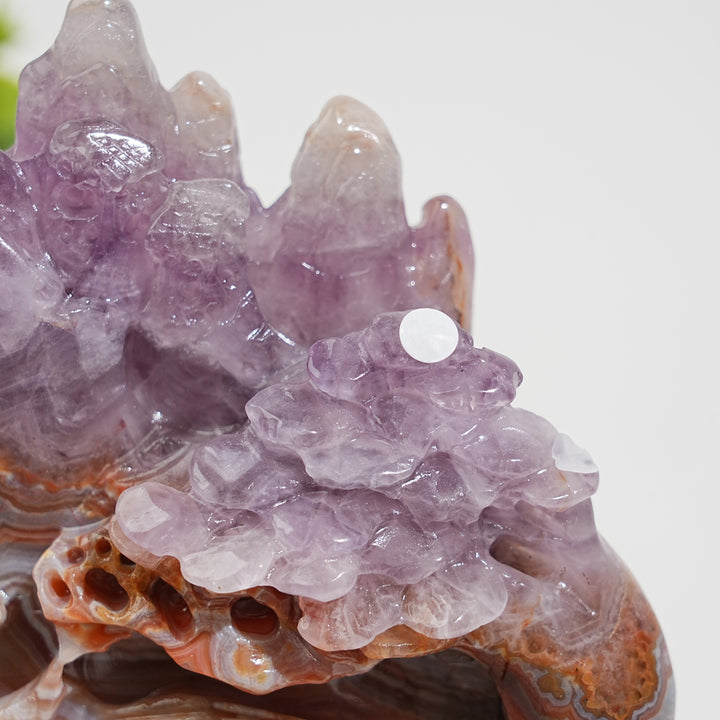 Unique,A Slightly Imperfect Natural Crystal Amethyst Agate Mountain Landscape