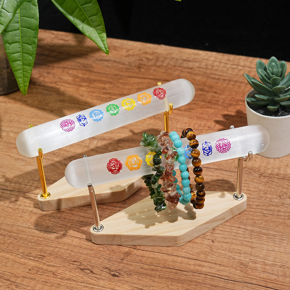 Natural Crystal Selenite Seven Chakra Bracelet Stick