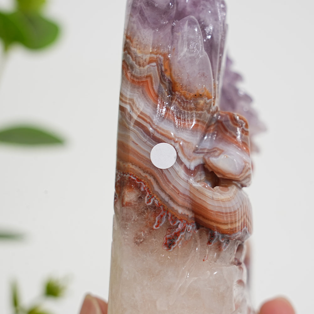 Unique,A Slightly Imperfect Natural Crystal Amethyst Agate Mountain Landscape