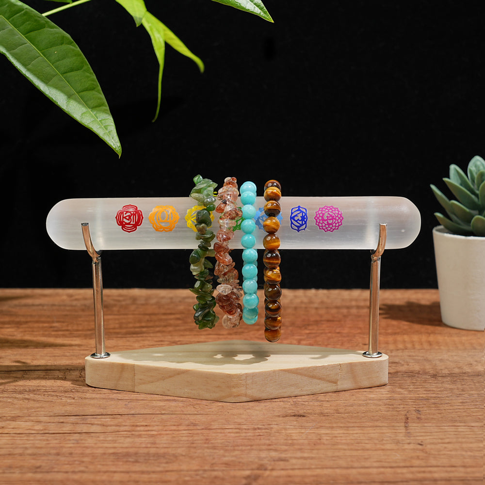 Natural Crystal Selenite Seven Chakra Bracelet Stick