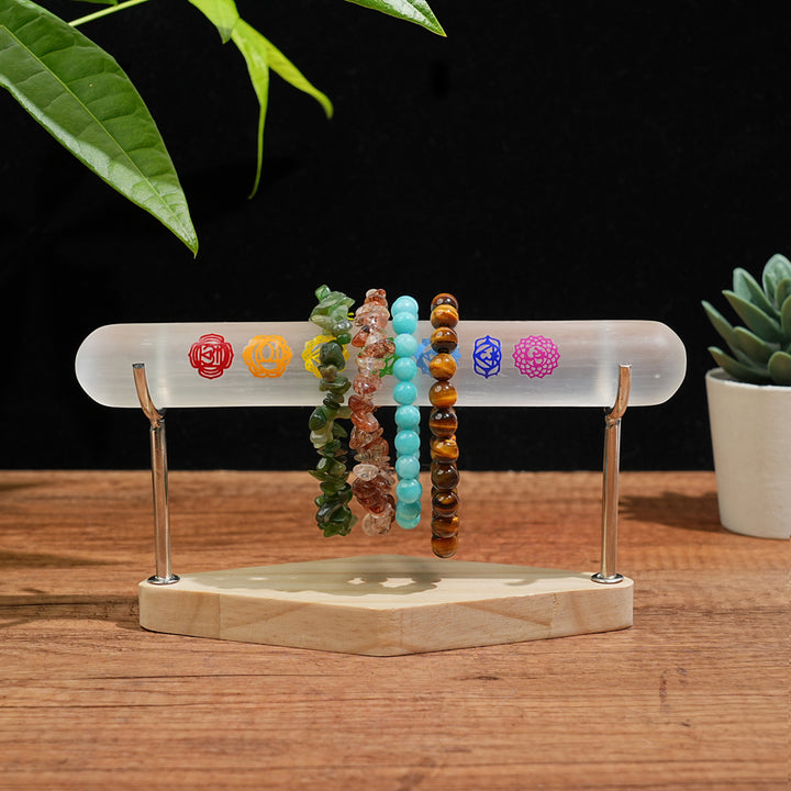 Natural Crystal Selenite Seven Chakra Bracelet Stick