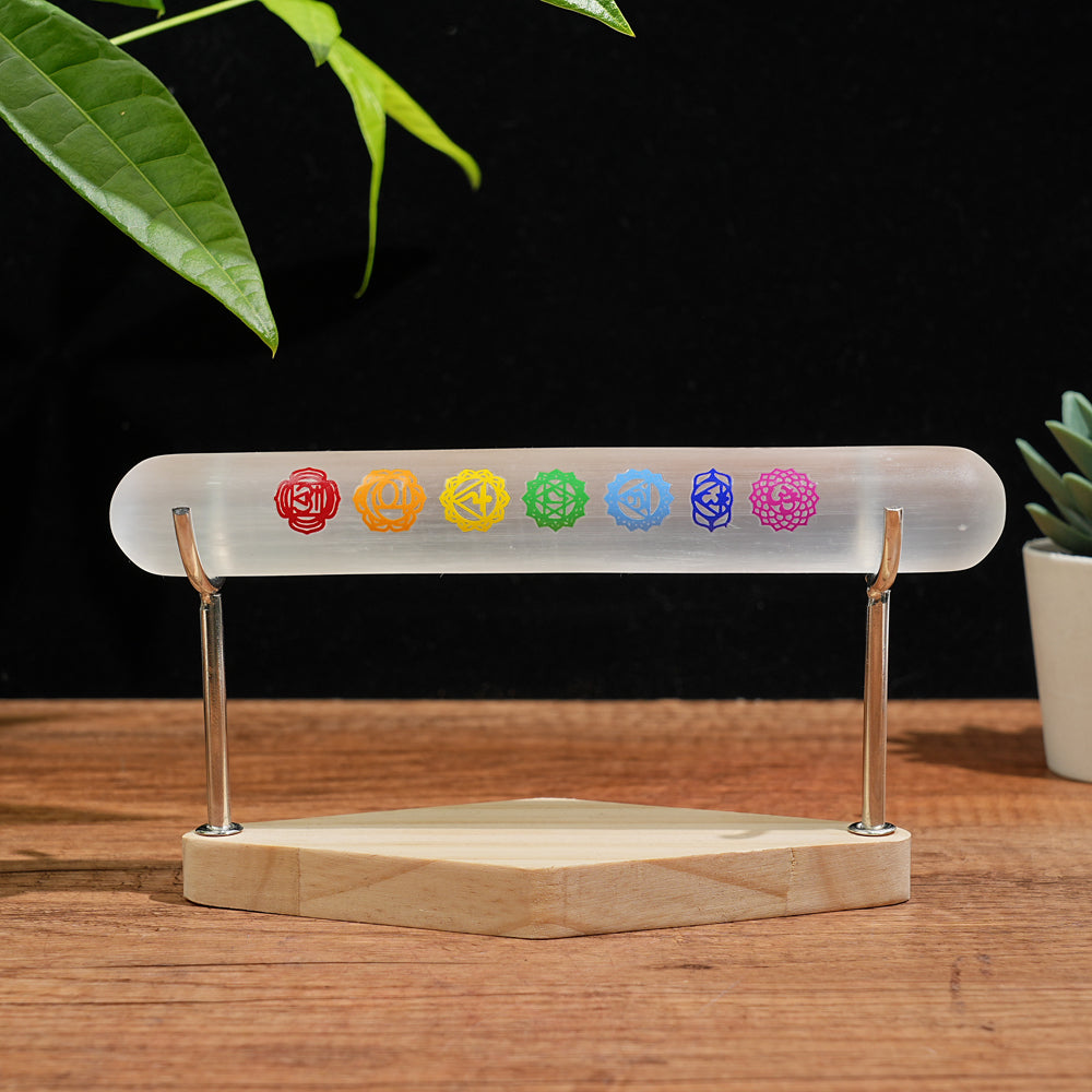 Natural Crystal Selenite Seven Chakra Bracelet Stick