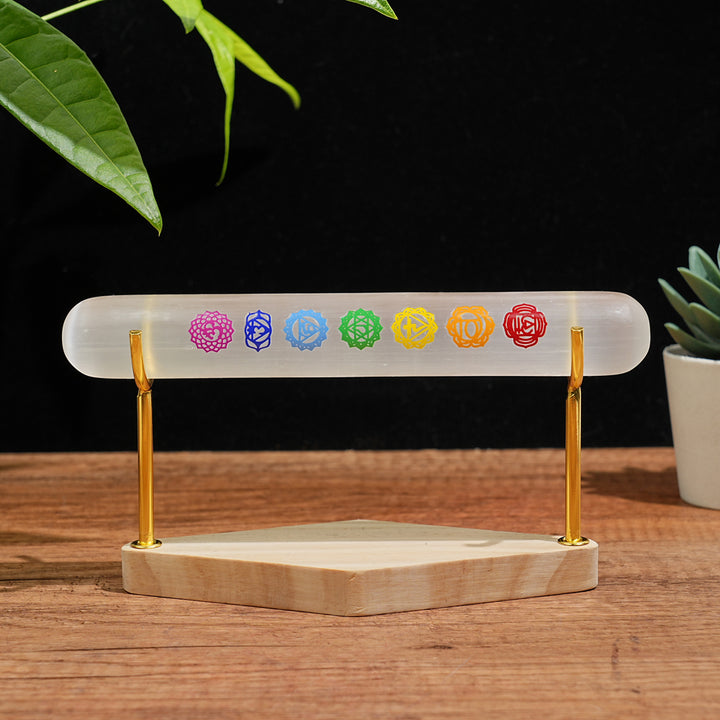 Natural Crystal Selenite Seven Chakra Bracelet Stick