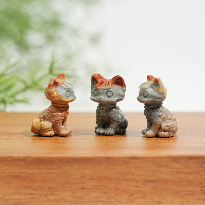 Natural Alashan Agate Hunter Mini Cat Carving