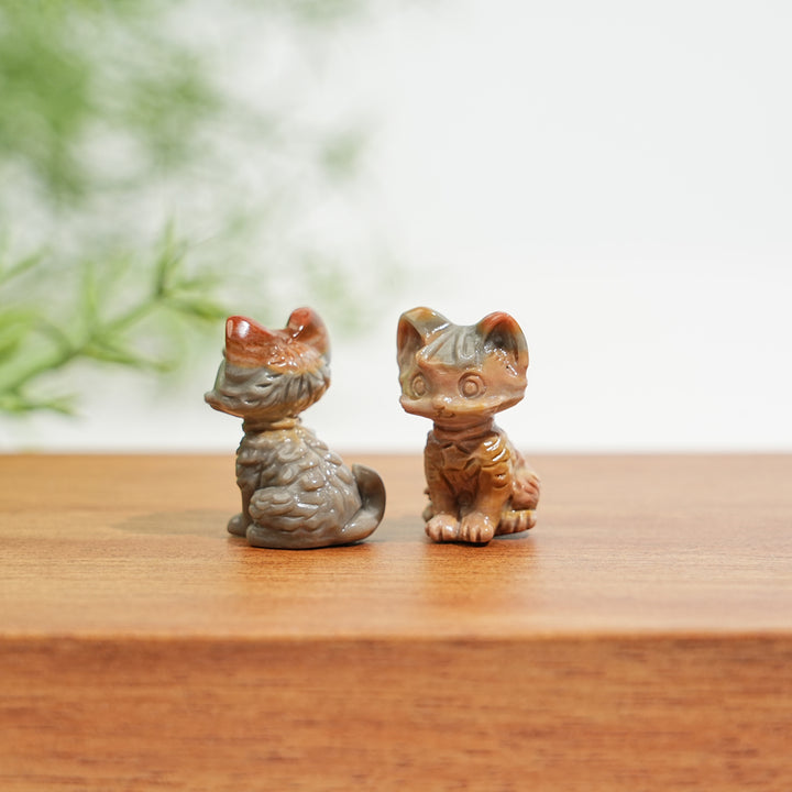 Natural Alashan Agate Hunter Mini Cat Carving