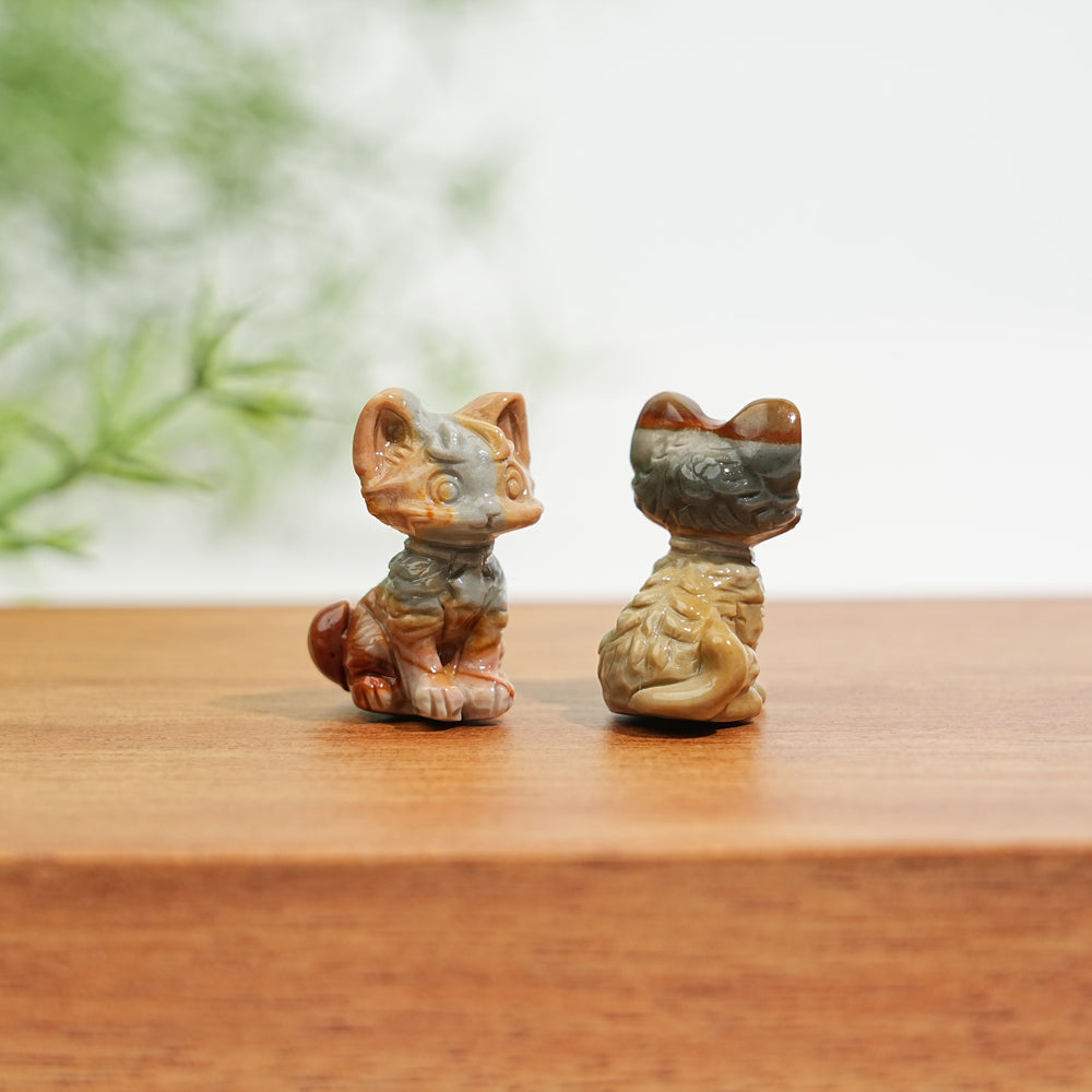 Natural Alashan Agate Hunter Mini Cat Carving