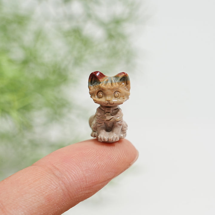 Natural Alashan Agate Hunter Mini Cat Carving