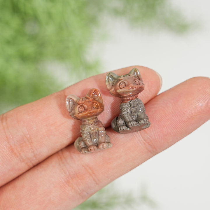 Natural Alashan Agate Hunter Mini Cat Carving