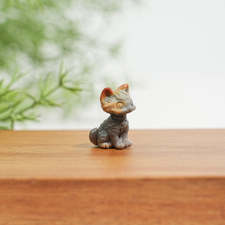 Natural Alashan Agate Hunter Mini Cat Carving