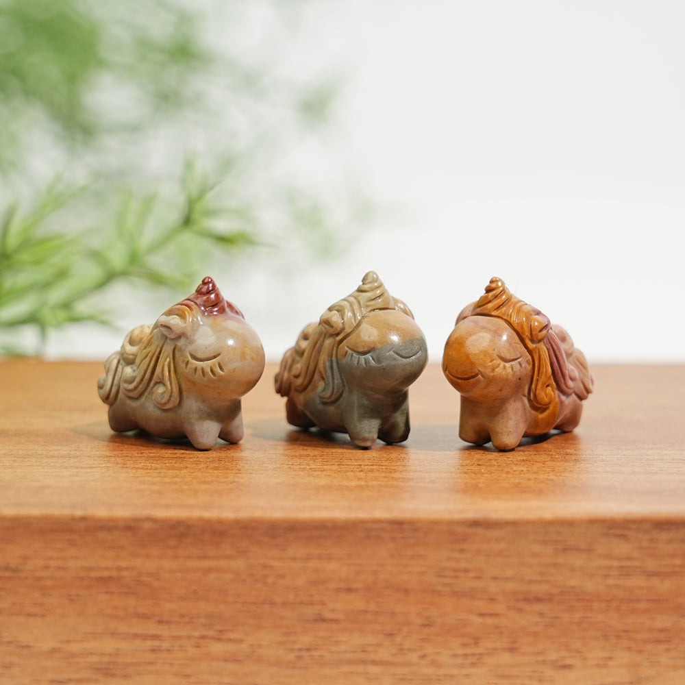 Natural Alashan Agate Unicorn Carving