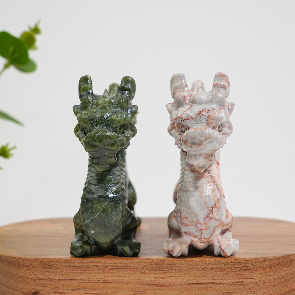 A Slightly Imperfect Natural Crystal Carving Chinese Dragon