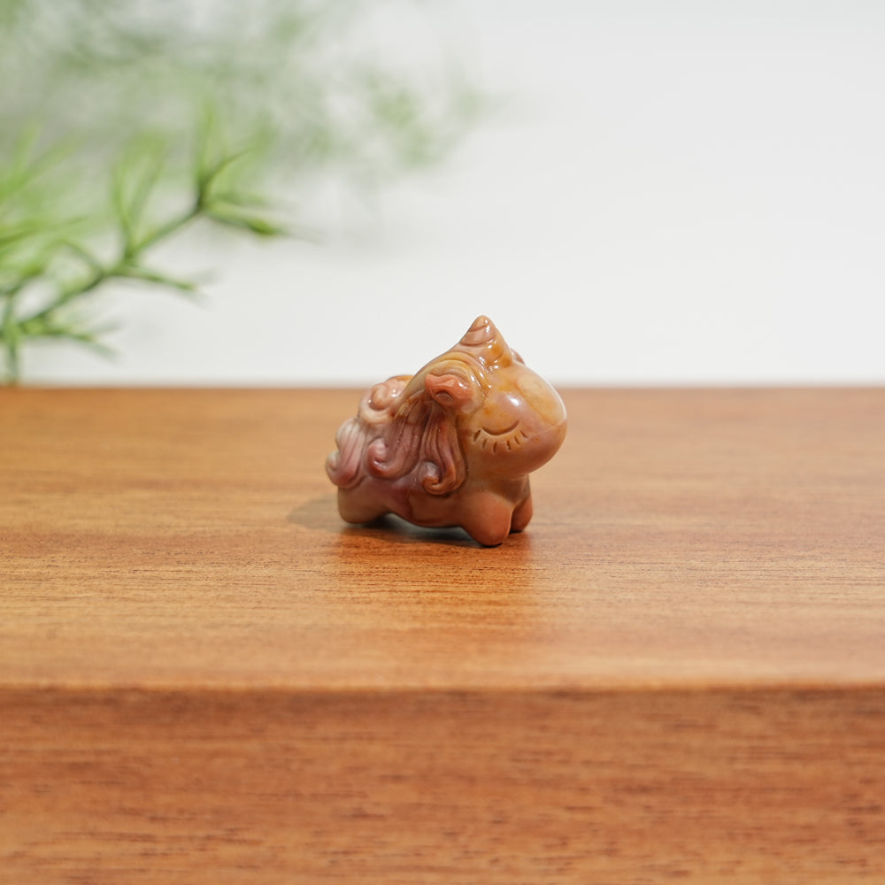 Natural Alashan Agate Unicorn Carving