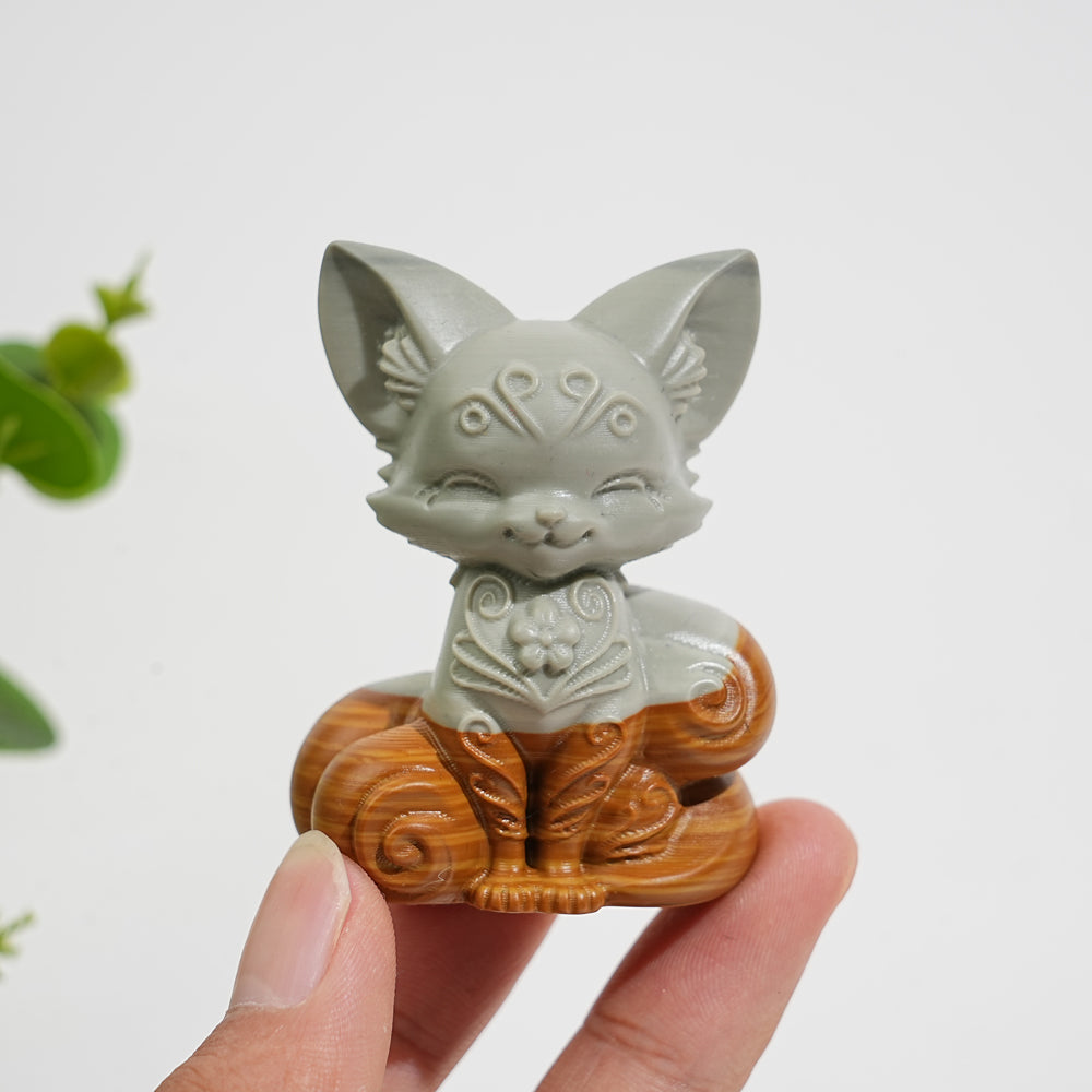 Natural Crystal Carving Wood Lace Picture Jasper Fox