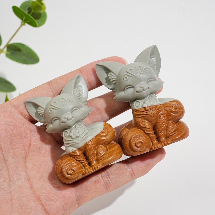 Natural Crystal Carving Wood Lace Picture Jasper Fox