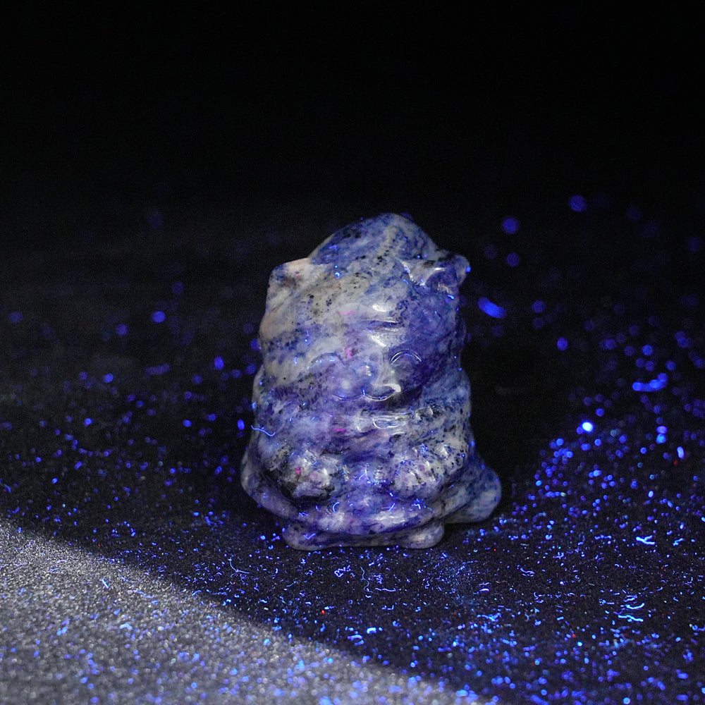 Natural Crystal Carving Christmas Hat Smiling Cat