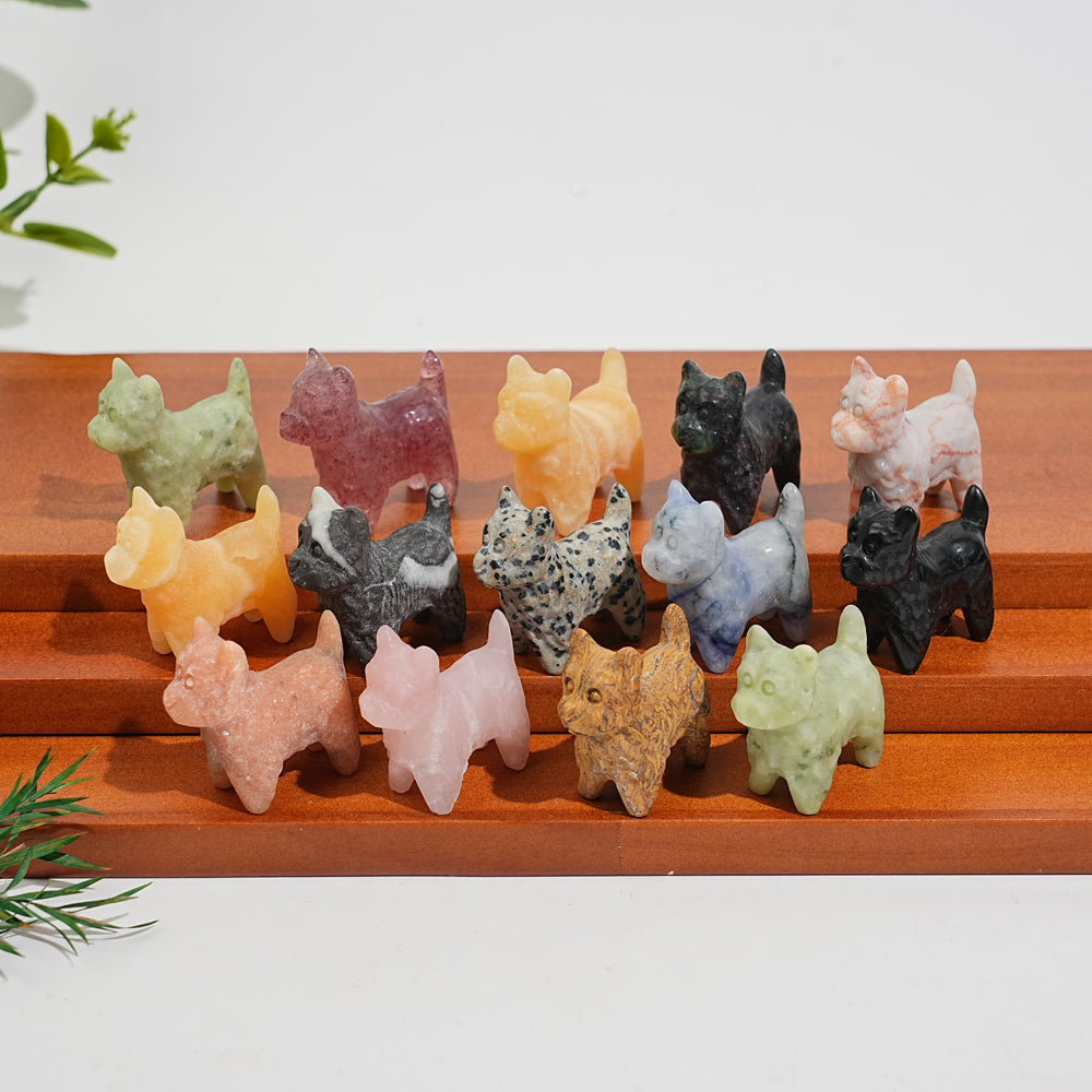 Natural Crystal Adorable Mini West Highland Carving