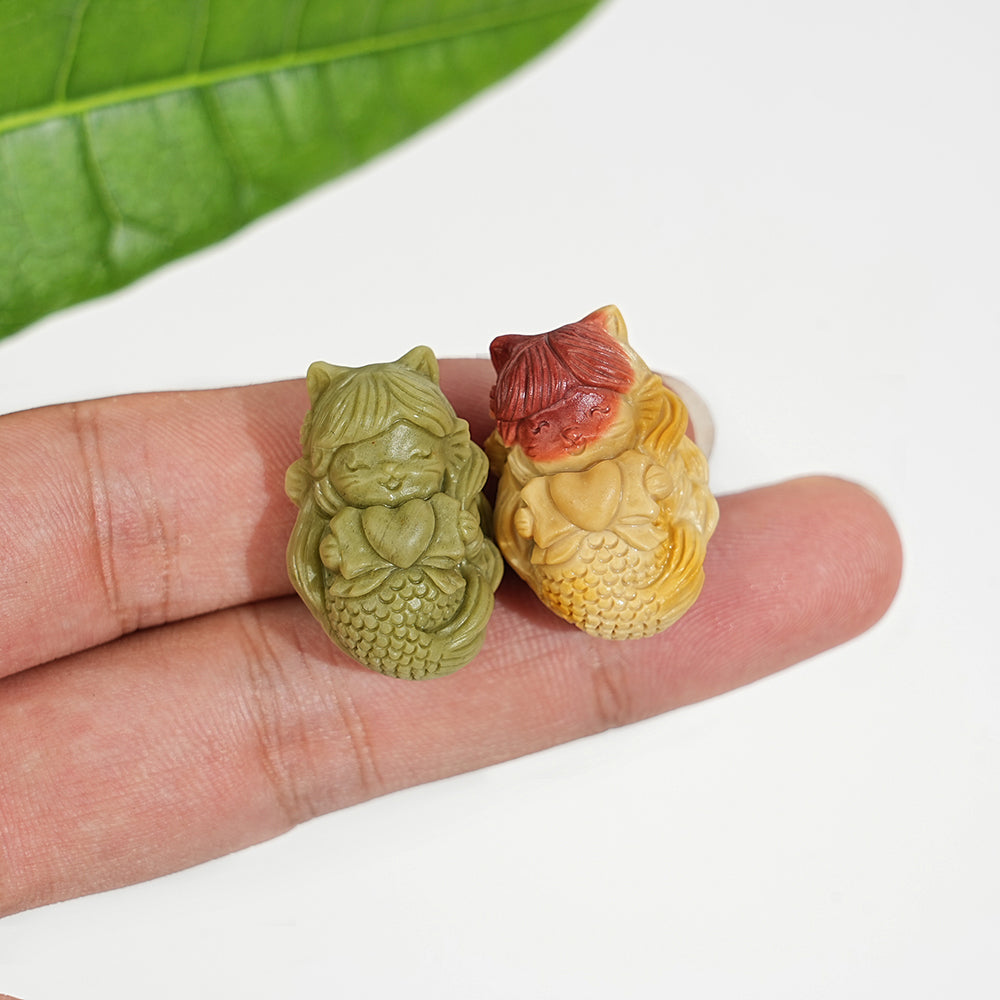 Natural Crystal Mermaid With Pixiu Carving