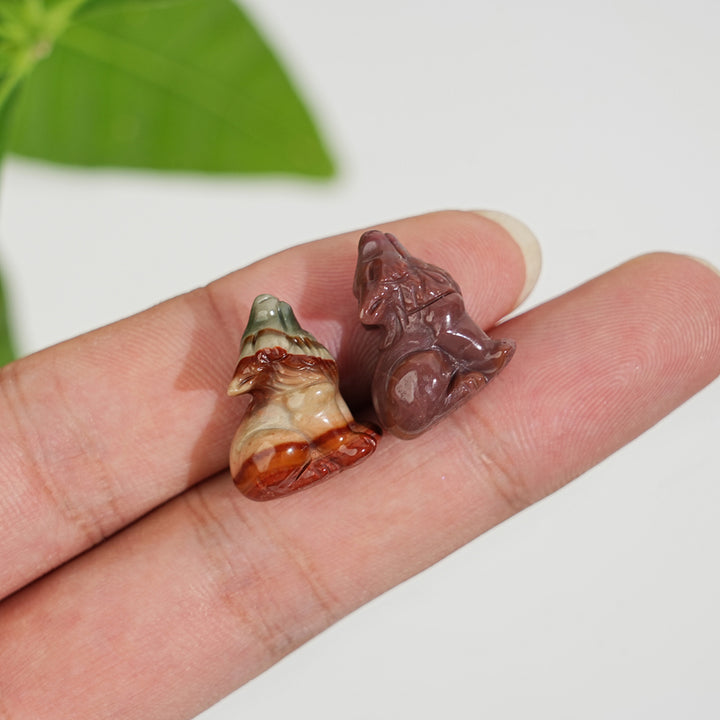Natural Crystal Alashan Agate Wolf Carving