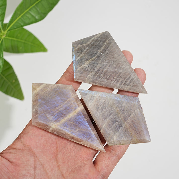 Natural Crystal Moonstone Diamond Slice