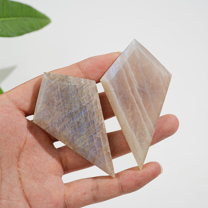 Natural Crystal Moonstone Diamond Slice