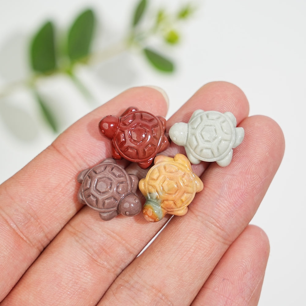 Natural Crystal Alashan Agate Turtle Carving