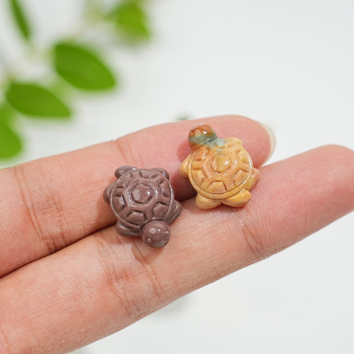 Natural Crystal Alashan Agate Turtle Carving