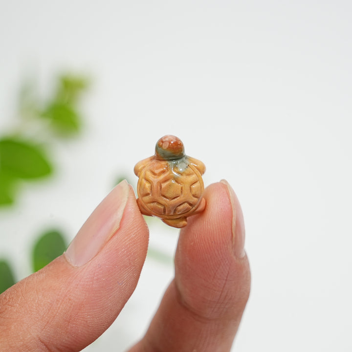 Natural Crystal Alashan Agate Turtle Carving