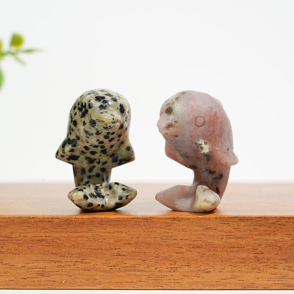 Natural Crystal Mixed Material Mini Dolphin Carving