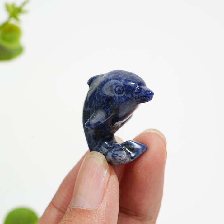 Natural Crystal Mixed Material Mini Dolphin Carving