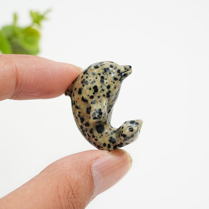 Natural Crystal Mixed Material Mini Dolphin Carving