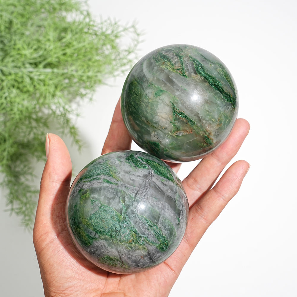 Unique,Natural Earthy African Green Jade Sphere