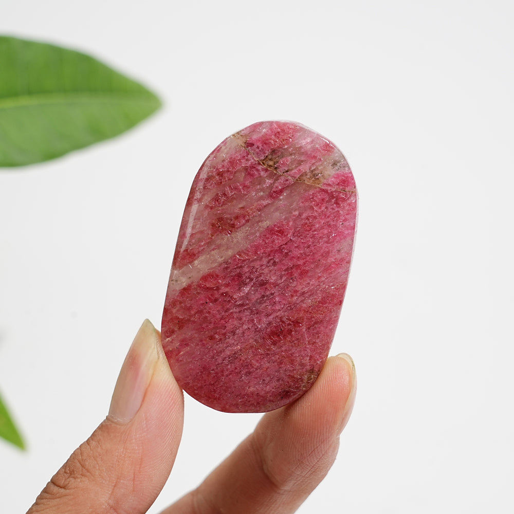 Natural Crystal Rhodonite In Quartz Palmstone