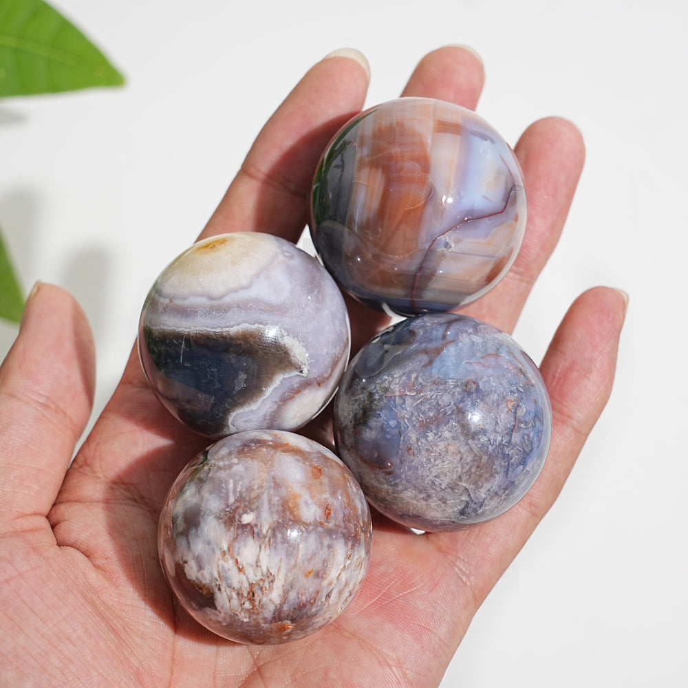 Natural Crystal Exquisite Blue Flower Agate Sphere