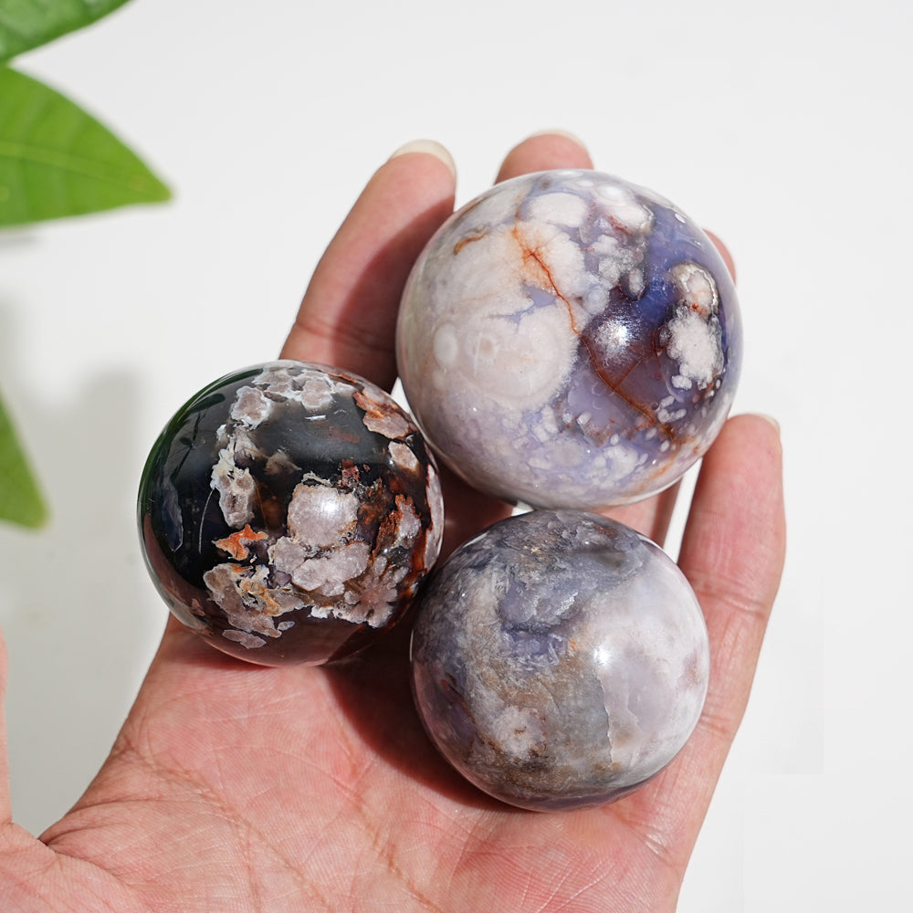 Natural Crystal Exquisite Blue Flower Agate Sphere
