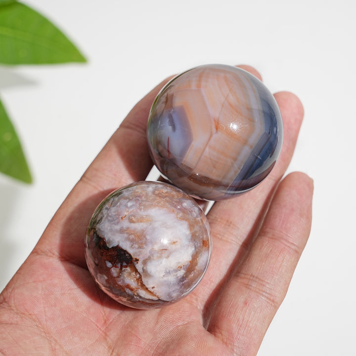 Natural Crystal Exquisite Blue Flower Agate Sphere