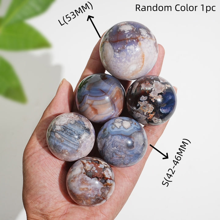 Natural Crystal Exquisite Blue Flower Agate Sphere