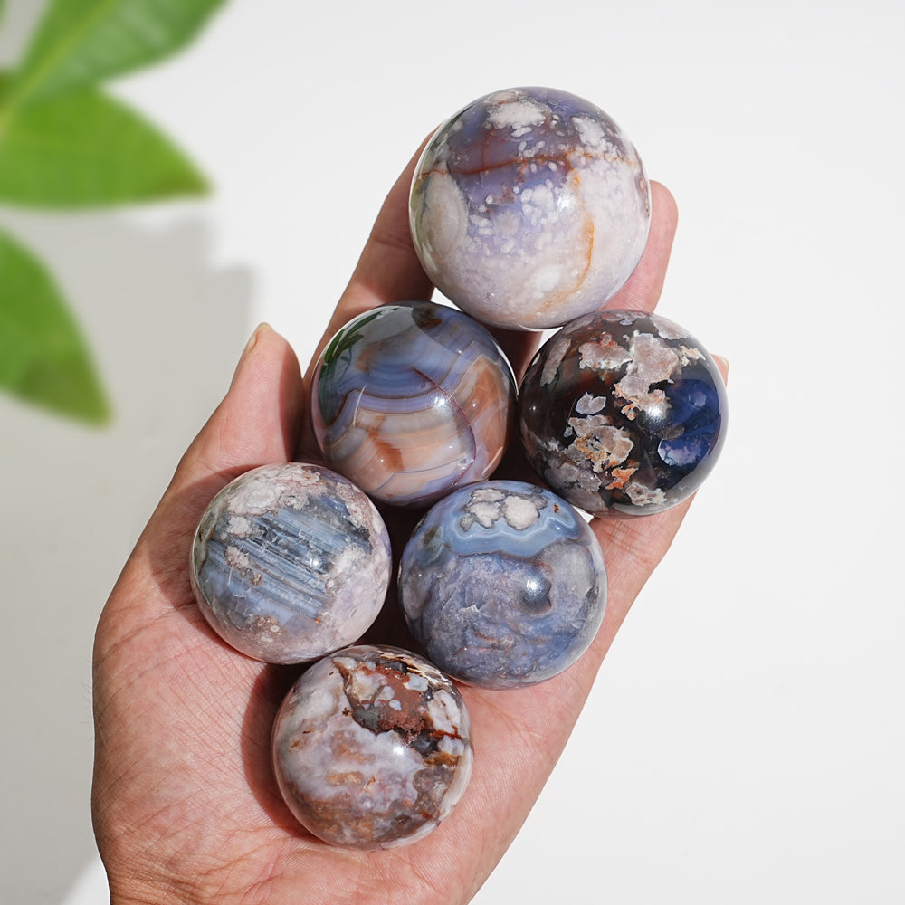 Natural Crystal Exquisite Blue Flower Agate Sphere
