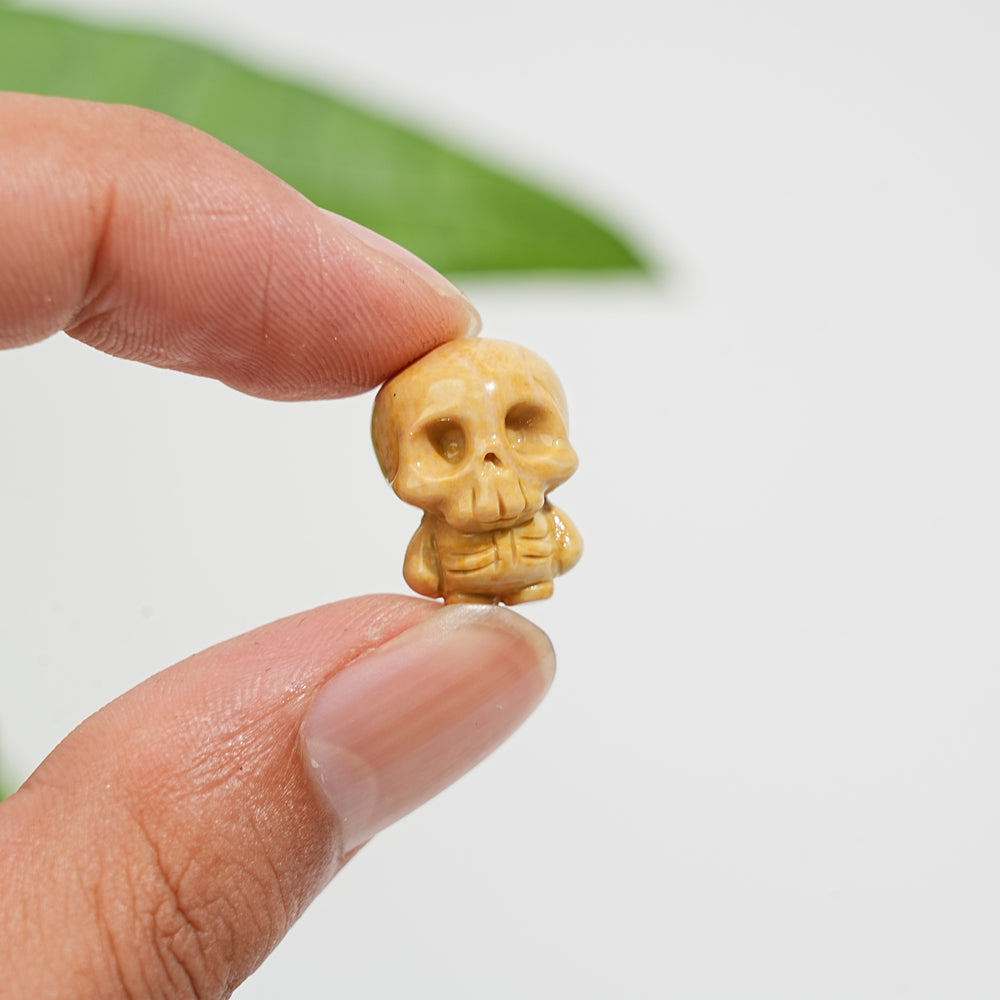 Natural Alashan Agate Cute Mini Skull Carving