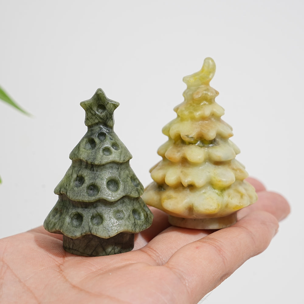 Natural Crystal Carving Serpentine Christmas Tree