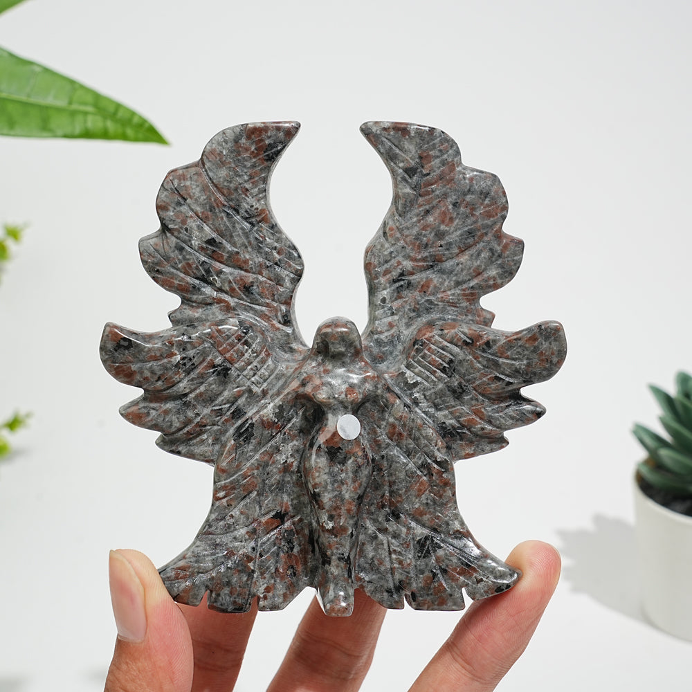 Unique,A Slightly Imperfect Natural Crystal Yooperlite Six-Wing Angel Carving